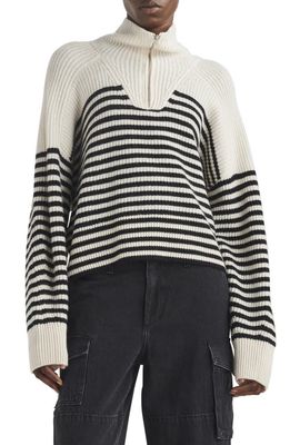 rag & bone Pierce Stripe Quarter Zip Cashmere Sweater in Ivory Multi