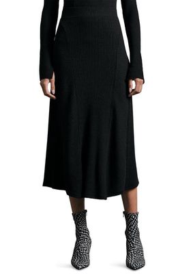 rag & bone Ribbed A-Line Skirt in Black