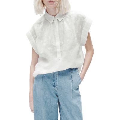 rag & bone Robin Embroidered Top in White