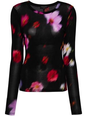 rag & bone Sabeen floral-print stretch-jersey top - Black