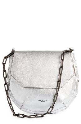 rag & bone Sadie Metallic Leather Shoulder Bag in Silver