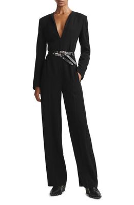 rag & bone Sonia Plunge Crepe Jumpsuit in Black
