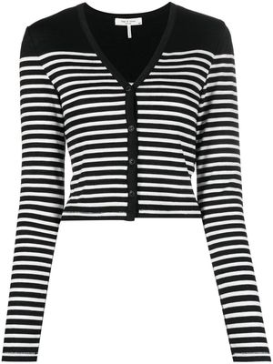 rag & bone striped-knit cardi-coat - Black