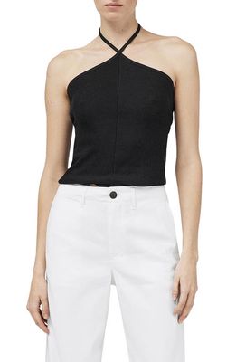 rag & bone The Essential Stretch Organic Cotton Rib Halter Top in Black