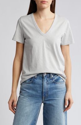 rag & bone The Slub V-Neck Organic Pima Cotton T-Shirt in Grey