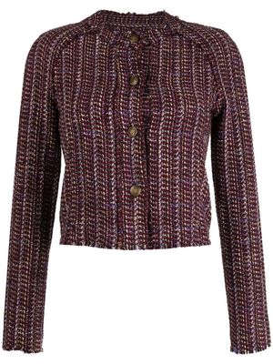 rag & bone tweed round-neck fitted jacket - Purple