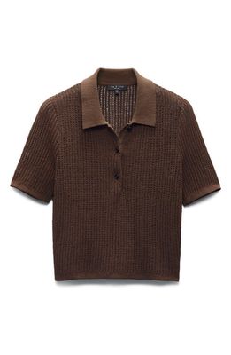 rag & bone Viola Knit Polo in Chocolate