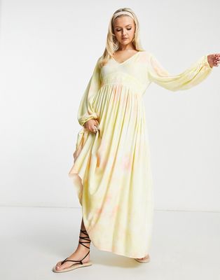 Raga Sunsets By The Beach tie dye maxi dress in yellow