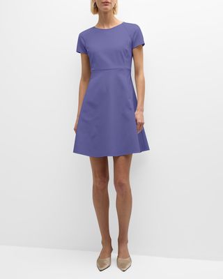 Raglan-Sleeve Fit-&-Flare Mini Dress
