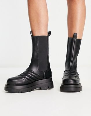 Raid Adalee stitch detail calf length boots in black