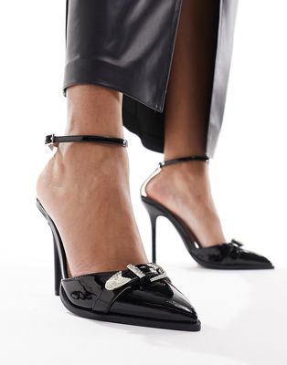 Raid Bellia heeled shoe with buckle in black