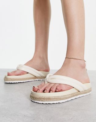 RAID Calvine espadrille toe post sandals in cream-White