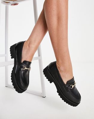 RAID Empire chunky loafers with gold trim in black