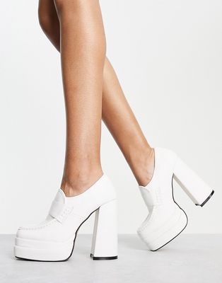 RAID Fancy platform heel loafers in white