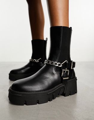 RAID Greta chunky low ankle boot with hardware in black