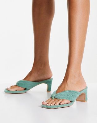 RAID Naryn toe post sandals in sage terry-Green
