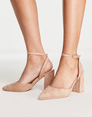 RAID Neima block heeled shoes in beige micro-Neutral