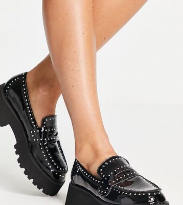 RAID Niamh studded chunky loafers in black patent