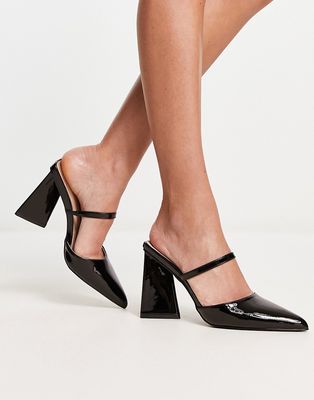 RAID Nima backless heeled shoes in black patent