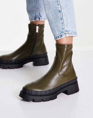 RAID Wella chunky ankle boots in khaki-Green