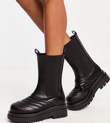 RAID Wide Fit Adalee stitch detail calf length boots in black