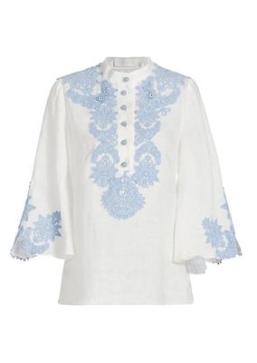 Raie Embroidered Trim Top