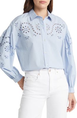 Rails Alister Embroidered Eyelet Button-Up Shirt in Blue Jay