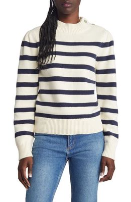 Rails Allie Stripe Cotton Blend Sweater in Ivory Navy Stripe