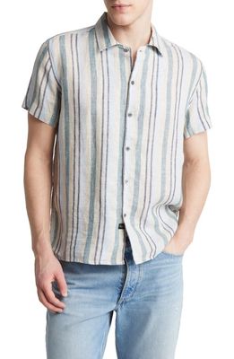 Rails Amalfi Stripe Short Sleeve Linen Button-Up Shirt in Catalan Stripe