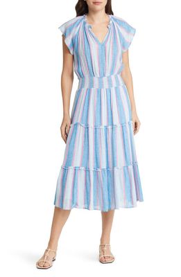 Rails Amellia Stripe Tiered Linen Blend Dress in Kona Stripe