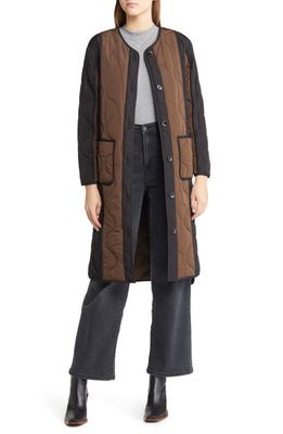 Rails Andres Quilted Two-Tone Coat in Black Brown Mix