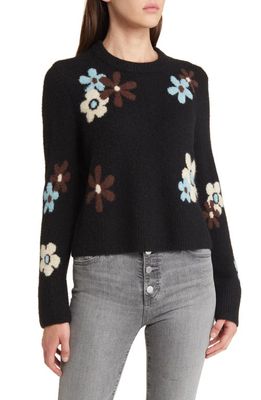 Rails Anise Floral Crewneck Sweater in Onyx Blue Daisies