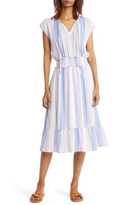 Rails Ashlyn Stripe Smocked Waist Linen Blend Dress in Marini Stripe