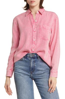 Rails Barrett Lyocell & Linen Button-Up Shirt in Vivid Pink
