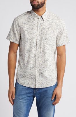 Rails Carson Abstract Print Short Sleeve Linen Blend Button-Up Shirt in Spring Blossom Parchment 