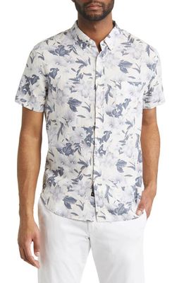 Rails Carson Floral Print Short Sleeve Linen Blend Button-Up Shirt in Tropical Mist