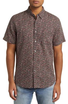 Rails Carson Floral Short Sleeve Linen Blend Button-Up Shirt in Spring Blossom Shadow Red