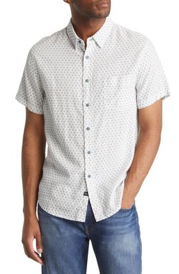 Rails Carson Relaxed Fit Foulard Print Short Sleeve Linen Blend Button-Up Shirt in Diamond Geo Cream
