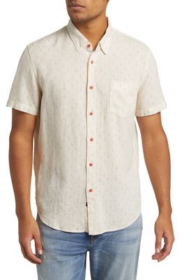 Rails Carson Relaxed Fit Quill Print Short Sleeve Linen Blend Button-Up Shirt in Louis Leaf White Red