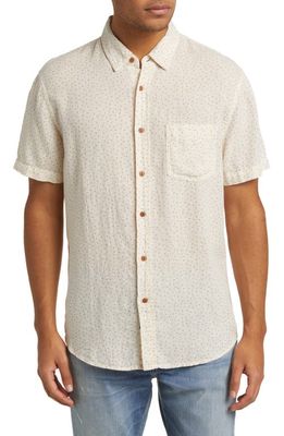 Rails Carson Relaxed Fit Seed Print Short Sleeve Linen Blend Button-Up Shirt in Scattered Seed Mustard