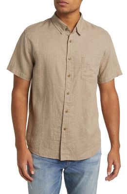Rails Carson Short Sleeve Linen Blend Button-Up Shirt in Fresco Parchment Taupe