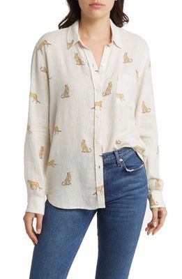 Rails Charli Cheetah Print Linen Blend Button-Up Shirt in Natural Leopard