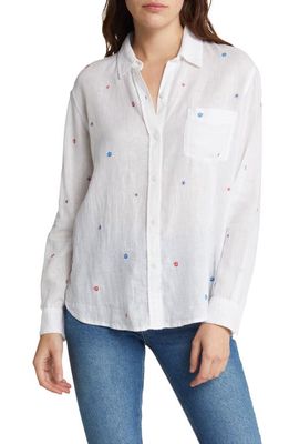 Rails Charli Floral Embroidery Linen Blend Button-Up Shirt in Multi Daisy Embroidery