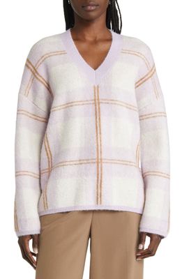 Rails Colleen Plaid V-Neck Sweater in Lilac Plaid