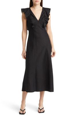 Rails Constance Lace-Up Linen Dress in Black