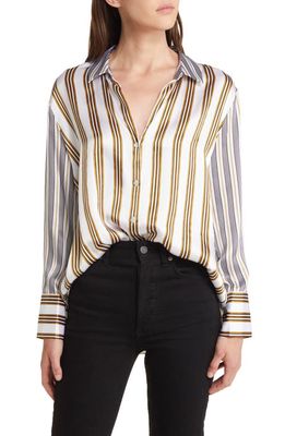 Rails Dorian Stripe Silk Shirt in Bronze Mix Stripe