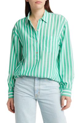 Rails Elle Stripe Button-Up Blouse in Clover Stripe