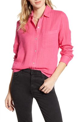 Rails Ellis Cotton Gauze Button-Up Shirt in Hibiscus