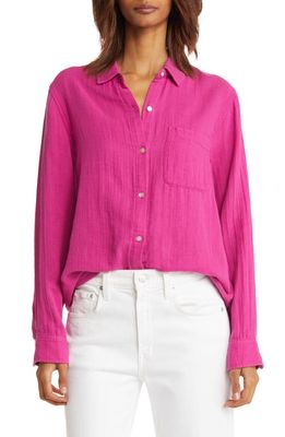 Rails Ellis Organic Cotton Button-Up Shirt in Berry