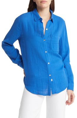 Rails Ellis Organic Cotton Button-Up Shirt in Cobalt